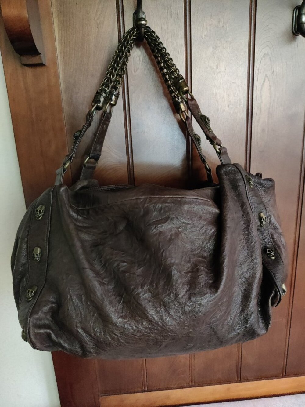 Thomas Wylde Skull Studded Leather Hobo Bag